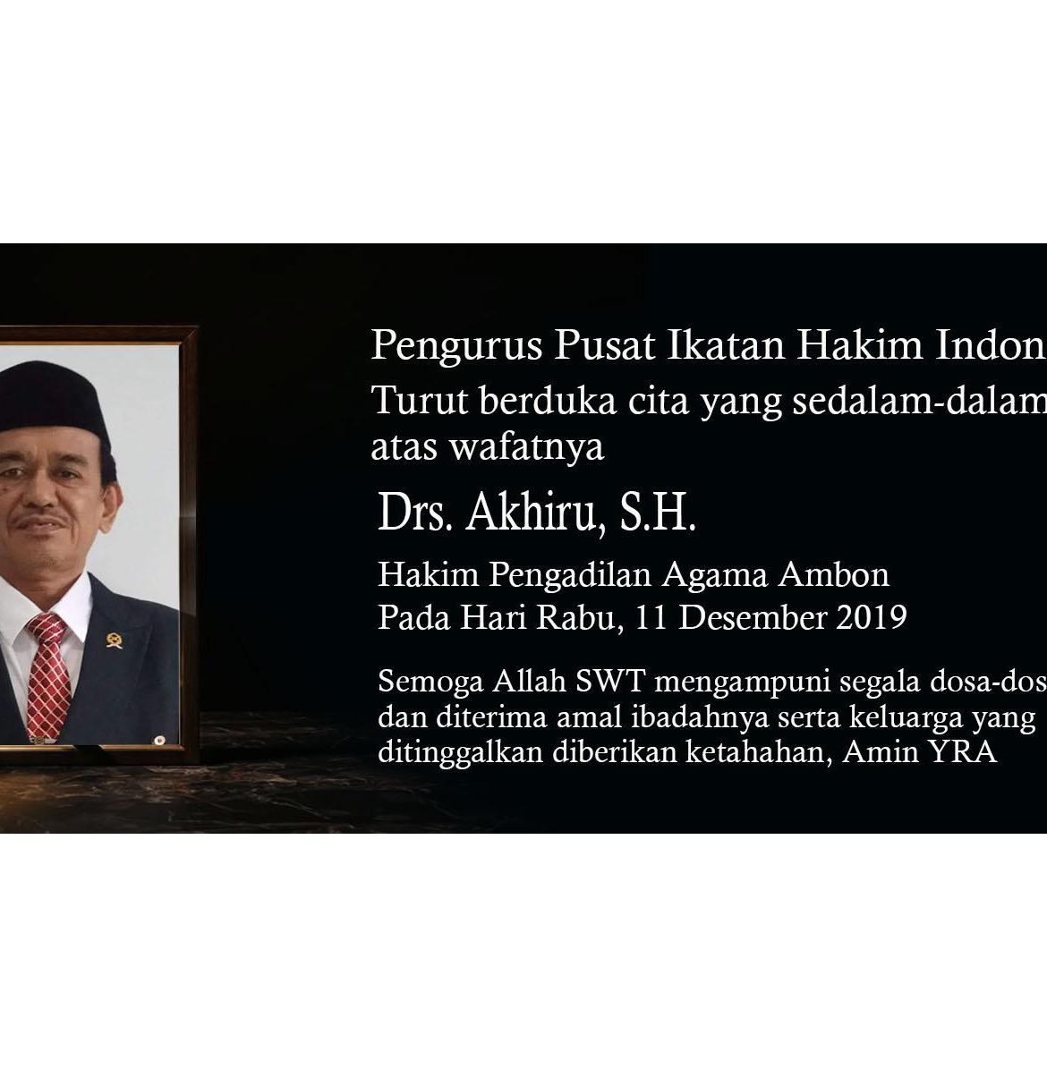 BERITA DUKA CITA HAKIM Drs. H. AKHIRU, S.H.