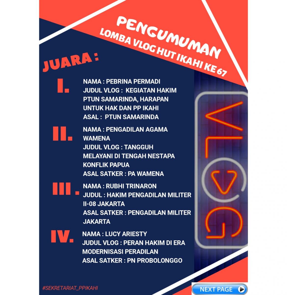 PENGUMUMAN LOMBA VLOG HUT IKAHI KE 67
