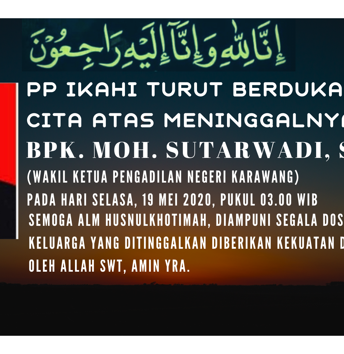 BERITA DUKA CITA HAKIM MOH SUTARWADI