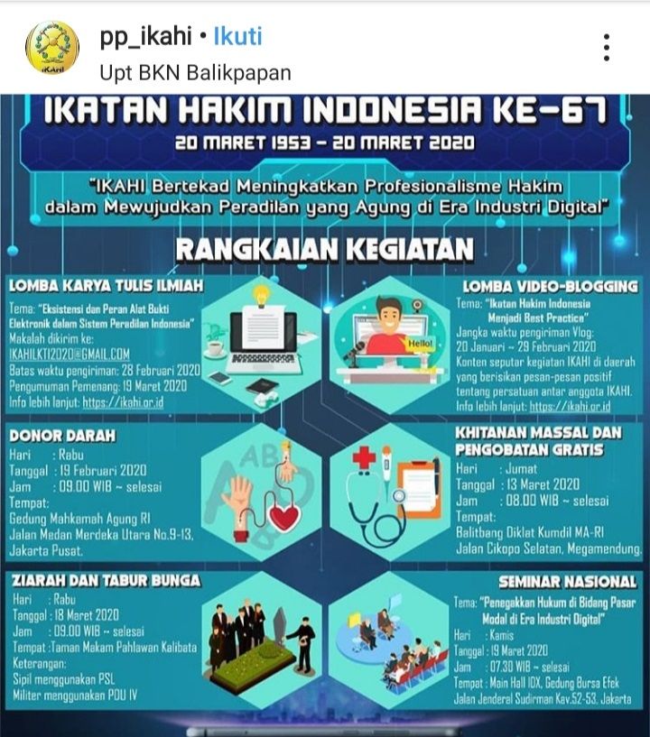 PP IKAHI Tunda Puncak Peringatan HUT IKAHI Ke-67