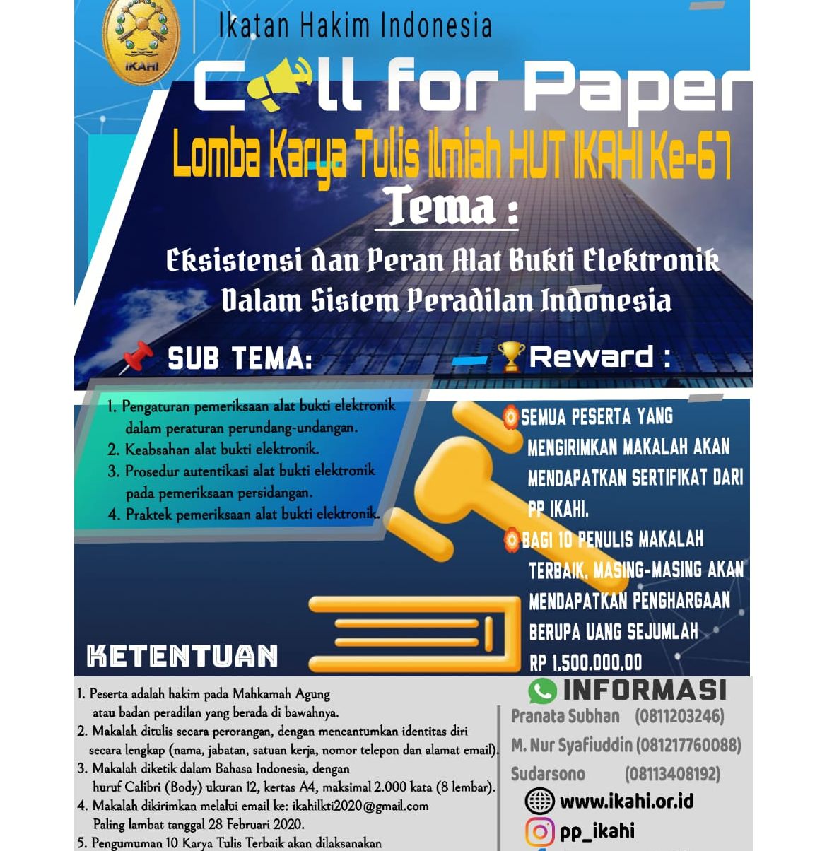 LOMBA KARYA TULIS ILMIAH HAKIM TINGKAT NASIONAL PP IKAHI 